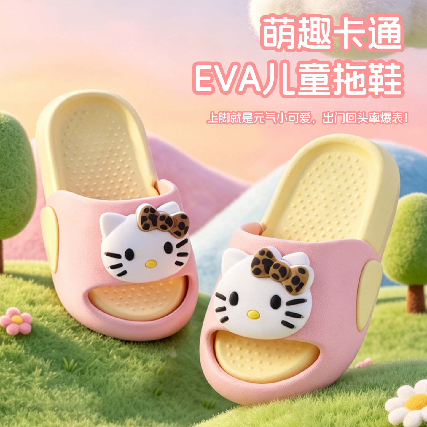 Kids' / Family EVA Anti-slip Home Use Slippers - Model 2610+猫咪+卡皮巴拉+狐尼克朱迪+大眼+独脚兽+1+小狗