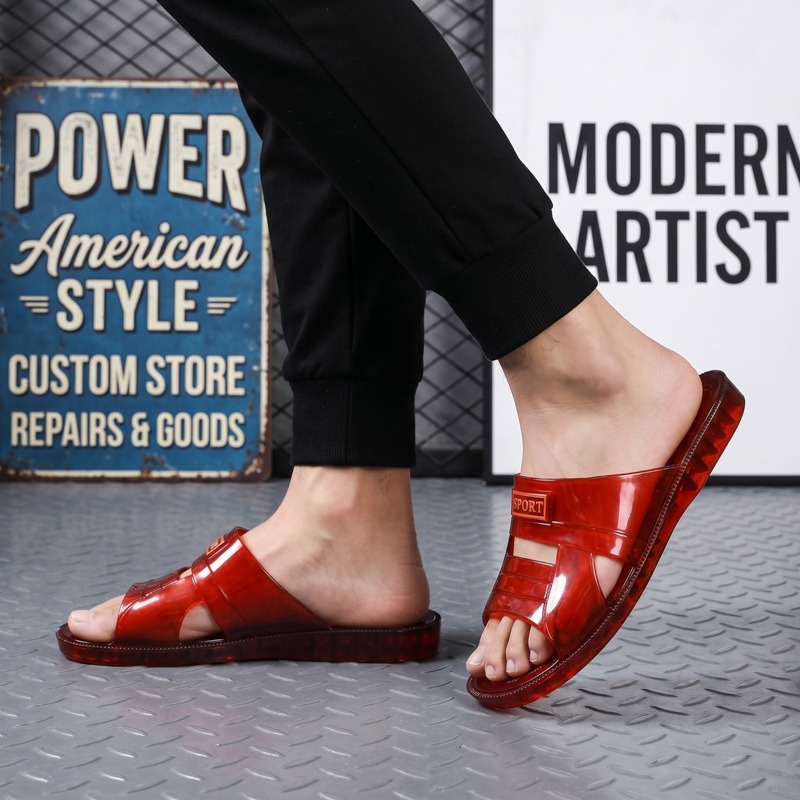 Men's Rubber Anti-slip Wear Resistant Soft Sole Slippers - Model YLM-A17字母